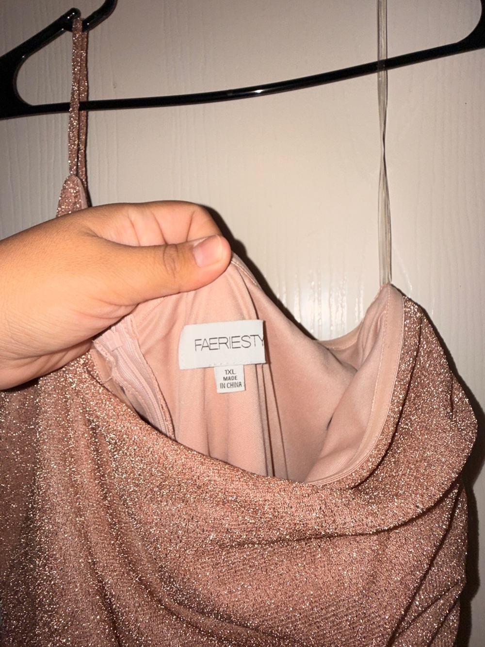 aerie One-Shoulder Draped Rose-Taupe Gown - Picture 3 of 5